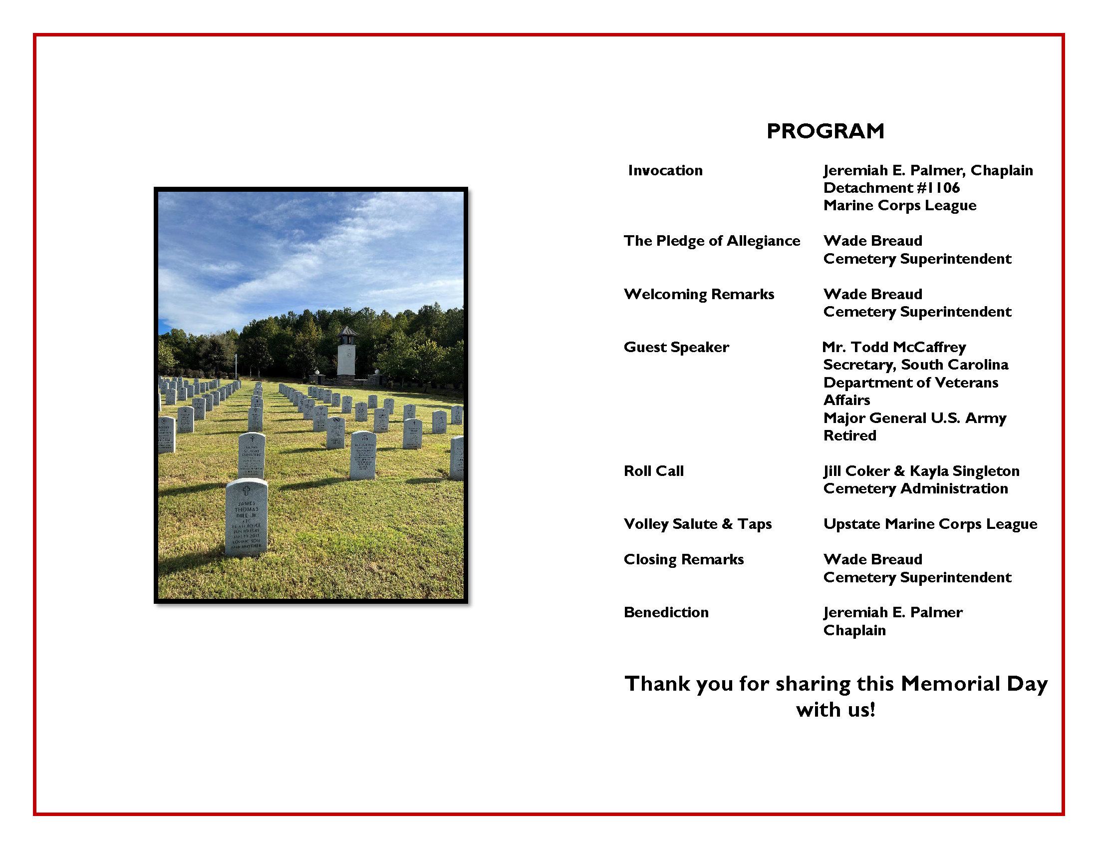 2023 Memorial Day Events | SC Department Of Veterans' Affairs